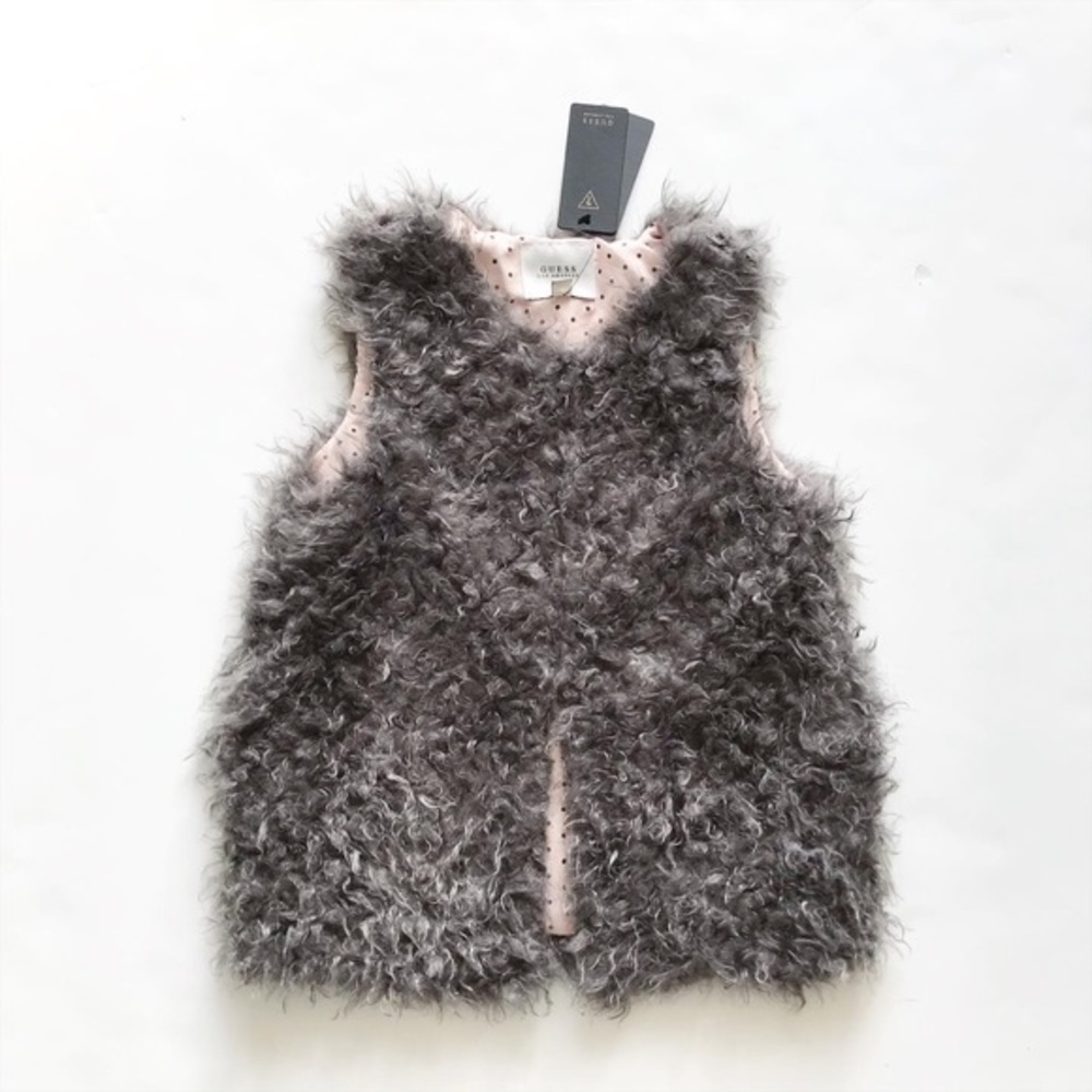 Guess NWT gray soft fuzzy teddy lined vest 8Y